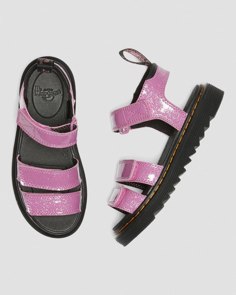 Kids' Dr Martens Junior Klaire Glitter Sandals Pink | AU 717BEX